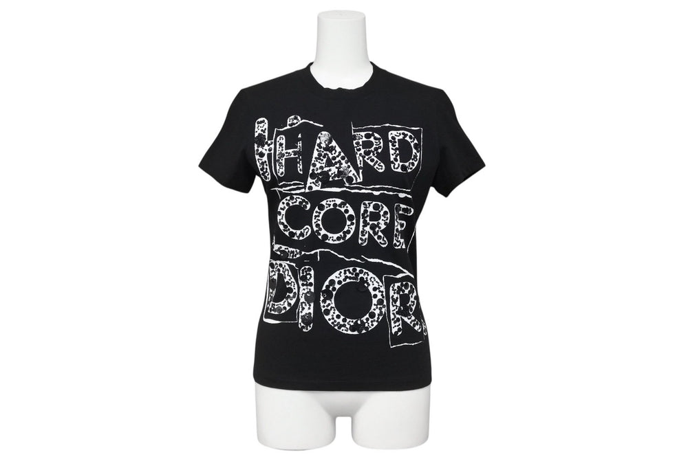 Christian Dior HARD CORE DIOR Short Sleeve T-shirt Black Cotton 3E16155021 Size 38 Good Condition Used 4b010442
