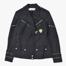 画像をギャラリービューアに読み込む, 極美品 Christian Dior クリスチャンディオール ガリアーノ期 ストライプ ジャケット 4A12022013 サイズ8 ブラック 中古 4b010444