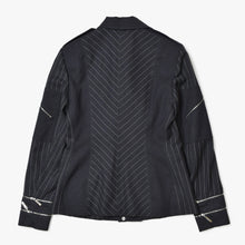 画像をギャラリービューアに読み込む, 極美品 Christian Dior クリスチャンディオール ガリアーノ期 ストライプ ジャケット 4A12022013 サイズ8 ブラック 中古 4b010444