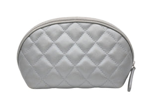 CHANEL シャネル 2.55 ポーチ キルティング コスメポーチ 小物入れ 18番台 イタリア製 レザー シルバー金具 美品 中古 4b010445