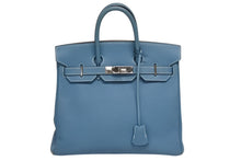 画像をギャラリービューアに読み込む, 極美品 エルメス HERMES オータクロア 28 ハンドバッグ エプソン ブルージーン シルバー金具 口J刻印 中古 4b010448