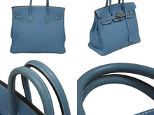 画像をギャラリービューアに読み込む, 極美品 エルメス HERMES オータクロア 28 ハンドバッグ エプソン ブルージーン シルバー金具 口J刻印 中古 4b010448