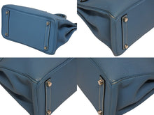 画像をギャラリービューアに読み込む, 極美品 エルメス HERMES オータクロア 28 ハンドバッグ エプソン ブルージーン シルバー金具 口J刻印 中古 4b010448