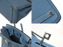 画像をギャラリービューアに読み込む, 極美品 エルメス HERMES オータクロア 28 ハンドバッグ エプソン ブルージーン シルバー金具 口J刻印 中古 4b010448