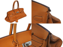 画像をギャラリービューアに読み込む, HERMES エルメス ショルダーバーキン トリヨンクレマンス ◻︎J刻 ゴルチェ期 オレンジ シルバー金具 美品 中古 4b010449