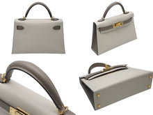 画像をギャラリービューアに読み込む, 極美品 オーダー品 HERMES エルメス Mini Kelly2 ミニケリー2 ミニハンドバッグ エトープ クレ ヴォーエプソン U刻印 ゴールド金具 中古 4b010453