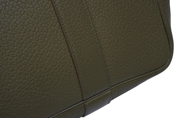 極美品 HERMES エルメス ガーデンパーティPM トートバッグ ネゴンダ キャンバス オリーブグリーン □O刻印 シルバー金具 中古 4b010456