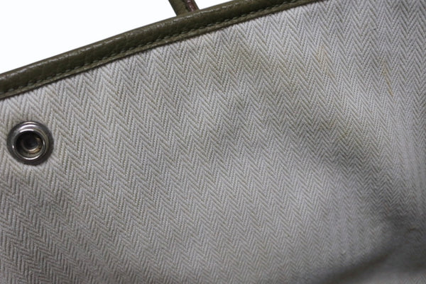 極美品 HERMES エルメス ガーデンパーティPM トートバッグ ネゴンダ キャンバス オリーブグリーン □O刻印 シルバー金具 中古 4b010456