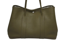 Load image into Gallery viewer, 極美品 HERMES エルメス ガーデンパーティPM トートバッグ ネゴンダ キャンバス オリーブグリーン □O刻印 シルバー金具 中古 4b010456