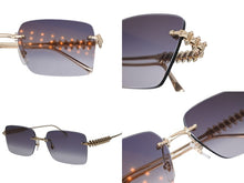 画像をギャラリービューアに読み込む, 新品未使用 CARTIER カルティエ クラッシュ サングラス アイウェア CT0545S サイズ58□17 140 グレー ゴールド 中古 4b010459