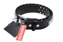 画像をギャラリービューアに読み込む, 新品未使用 Supreme × Number (N)ine シュプリーム ナンバーナイン 25FW スタッズ ベルト ブラック レザー シルバー金具 サイズS 中古 4b010473