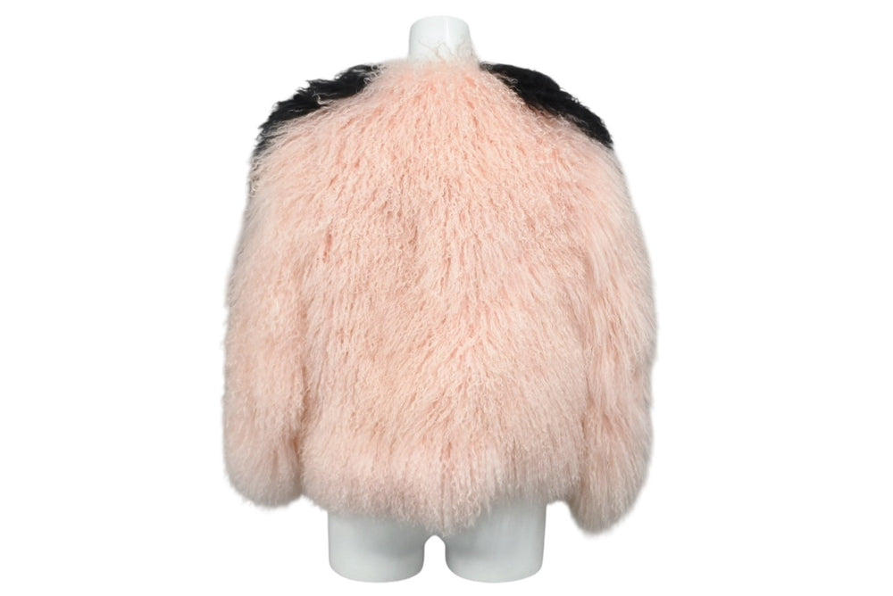 極美品 FENDI フェンディ ファーコート ジャケット ラム シルク ファージャケット PR13-15-1842-A ピンク サイズ36 ブラック ピンク 中古 4b010478