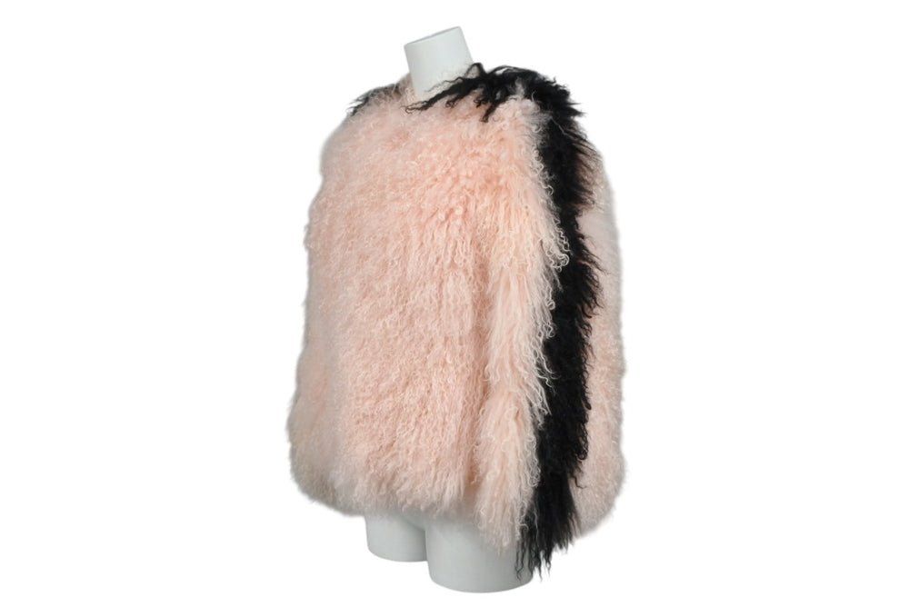 Very Good Condition FENDI Fur Coat Jacket Lamb Silk Fur Jacket PR13-15-1842-A Pink Size 36 Black Pink Used 4b010478