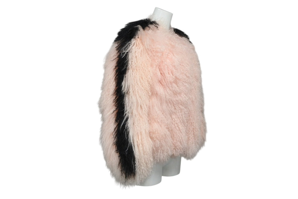 Very Good Condition FENDI Fur Coat Jacket Lamb Silk Fur Jacket PR13-15-1842-A Pink Size 36 Black Pink Used 4b010478
