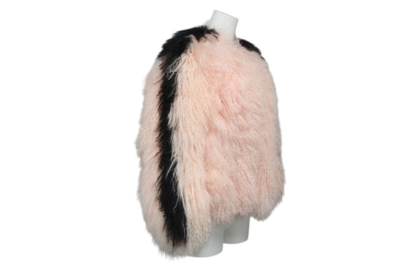 Very Good Condition FENDI Fur Coat Jacket Lamb Silk Fur Jacket PR13-15-1842-A Pink Size 36 Black Pink Used 4b010478