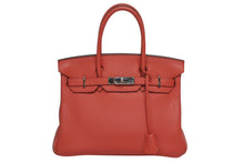画像をギャラリービューアに読み込む, HERMES エルメス バーキン30 ハンドバッグ ローズジャイプール トゴ シルバー金具 □O刻印 2011年 美品 中古 4b010494