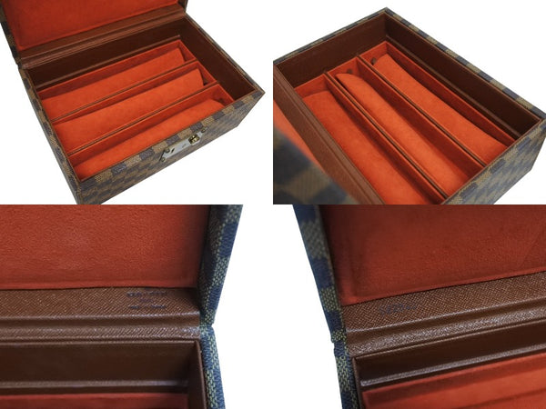 極美品 LOUIS VUITTON ルイヴィトン ダミエ ジュエリーボックス オーダー ブラウン PVC レザー ゴールド金具 中古 4b010501