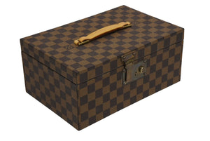極美品 LOUIS VUITTON ルイヴィトン ダミエ ジュエリーボックス オーダー ブラウン PVC レザー ゴールド金具 中古 4b010501