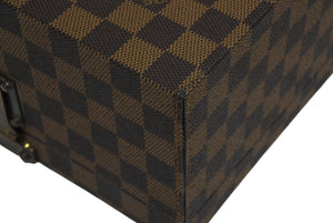 極美品 LOUIS VUITTON ルイヴィトン ダミエ ジュエリーボックス オーダー ブラウン PVC レザー ゴールド金具 中古 4b010501