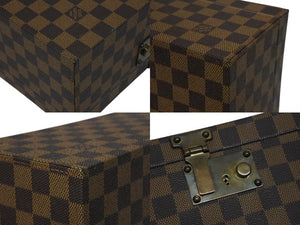 極美品 LOUIS VUITTON ルイヴィトン ダミエ ジュエリーボックス オーダー ブラウン PVC レザー ゴールド金具 中古 4b010501