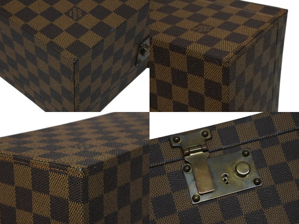 極美品 LOUIS VUITTON ルイヴィトン ダミエ ジュエリーボックス オーダー ブラウン PVC レザー ゴールド金具 中古 4b010501