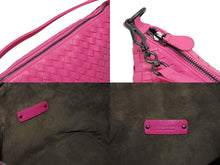 画像をギャラリービューアに読み込む, 新品同様 BOTTEGA VENETA ボッテガヴェネタ イントレチャート ワンショルダーバッグ ハンドバッグ ピンク 中古 4b010502