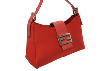 画像をギャラリービューアに読み込む, FENDI フェンディ マンマバケット ワンショルダーバッグ 09161153001 キャンバス レザー レッド シルバー金具 美品 中古 4b010504