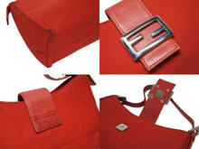画像をギャラリービューアに読み込む, FENDI フェンディ マンマバケット ワンショルダーバッグ 09161153001 キャンバス レザー レッド シルバー金具 美品 中古 4b010504