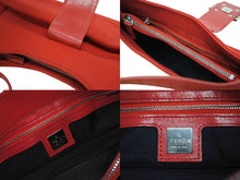 画像をギャラリービューアに読み込む, FENDI フェンディ マンマバケット ワンショルダーバッグ 09161153001 キャンバス レザー レッド シルバー金具 美品 中古 4b010504