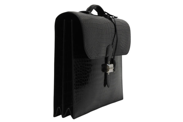新品同様 HERMES エルメス サック ア デペッシュ 38 ブリーフケース ポロサス ブラック シルバー金具 □J刻印 中古 4b010507