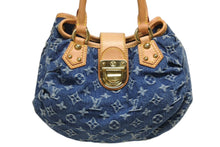 画像をギャラリービューアに読み込む, 新品同様 LOUIS VUITTON ルイヴィトン モノグラムデニム ミニプリーティ PM ハンドバッグ M95020 レザー ブルー 中古 4b010523