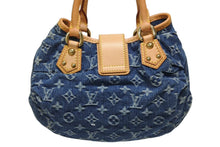 画像をギャラリービューアに読み込む, 新品同様 LOUIS VUITTON ルイヴィトン モノグラムデニム ミニプリーティ PM ハンドバッグ M95020 レザー ブルー 中古 4b010523