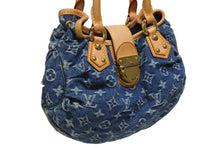 画像をギャラリービューアに読み込む, 新品同様 LOUIS VUITTON ルイヴィトン モノグラムデニム ミニプリーティ PM ハンドバッグ M95020 レザー ブルー 中古 4b010523