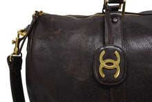 画像をギャラリービューアに読み込む, CHANEL シャネル ボストンバッグ 2WAYバッグ 3番台 ココマーク キャビアスキン ブラウン ゴールド金具 良品 中古 4b010524