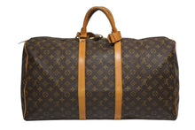 画像をギャラリービューアに読み込む, LOUIS VUITTON ルイヴィトン キーポル55 ボストンバッグ M41424 モノグラム PVC ヌメ革 ブラウン 良品 中古 4b010526