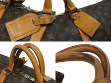 画像をギャラリービューアに読み込む, LOUIS VUITTON ルイヴィトン キーポル55 ボストンバッグ M41424 モノグラム PVC ヌメ革 ブラウン 良品 中古 4b010526