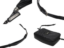 画像をギャラリービューアに読み込む, SAINT LAURENT サンローラン ルー カメラバッグ ショルダーバッグ 520534 レザー キルティング ブラック シルバー金具 美品 中古 4b010529