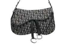 画像をギャラリービューアに読み込む, 極美品 ChristianDior クリスチャンディオール トロッター ダブルサドルバッグ ガリアーノ期 レザー ブラック シルバー金具 中古 4b010530