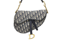 画像をギャラリービューアに読み込む, 極美品 Christian Dior クリスチャンディオール デニム サドルバッグ ワンショルダーバッグ レザー ネイビー 中古 4b010532