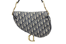 画像をギャラリービューアに読み込む, 極美品 Christian Dior クリスチャンディオール デニム サドルバッグ ワンショルダーバッグ レザー ネイビー 中古 4b010532