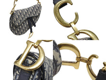 画像をギャラリービューアに読み込む, 極美品 Christian Dior クリスチャンディオール デニム サドルバッグ ワンショルダーバッグ レザー ネイビー 中古 4b010532
