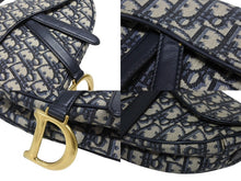 画像をギャラリービューアに読み込む, 極美品 Christian Dior クリスチャンディオール デニム サドルバッグ ワンショルダーバッグ レザー ネイビー 中古 4b010532