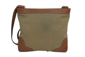 極美品 PRADA プラダ ロゴジャガード ショルダーバッグ BT0357 ベージュ ブラウン コットンキャンバス レザー ゴールド金具 中古 4b010543