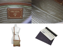 画像をギャラリービューアに読み込む, 極美品 PRADA プラダ ロゴジャガード ショルダーバッグ BT0357 ベージュ ブラウン コットンキャンバス レザー ゴールド金具 中古 4b010543