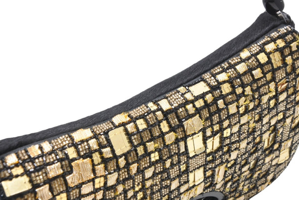 極美品 Christian Dior クリスチャンディオール ワンショルダーバッグ マリスパール ビーズ ゴールド 中古 4b010550