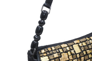 極美品 Christian Dior クリスチャンディオール ワンショルダーバッグ マリスパール ビーズ ゴールド 中古 4b010550