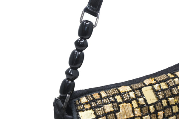 極美品 Christian Dior クリスチャンディオール ワンショルダーバッグ マリスパール ビーズ ゴールド 中古 4b010550