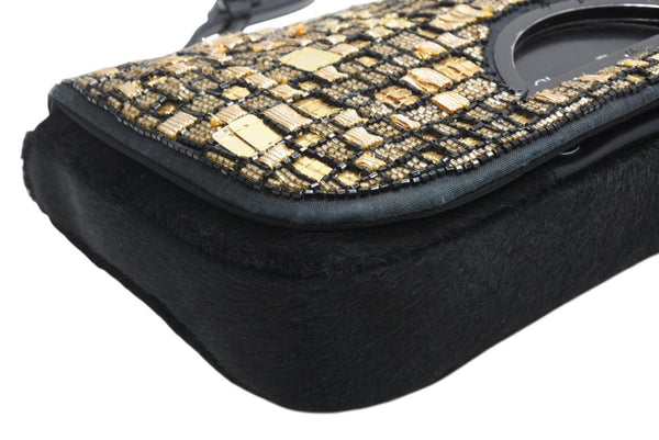 極美品 Christian Dior クリスチャンディオール ワンショルダーバッグ マリスパール ビーズ ゴールド 中古 4b010550