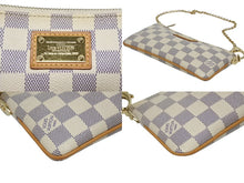 画像をギャラリービューアに読み込む, LOUIS VUITTON ルイヴィトン ポーチ チェーン ワンショルダー N60027 ポシェットミラMM ダミエアズール ベージュ 美品 中古 4b010553