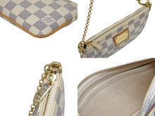 画像をギャラリービューアに読み込む, LOUIS VUITTON ルイヴィトン ポーチ チェーン ワンショルダー N60027 ポシェットミラMM ダミエアズール ベージュ 美品 中古 4b010553